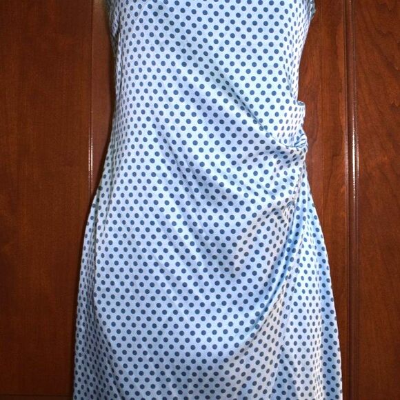 The Westside Blue Silk Polka Dot Midi Slip Dress Size Medium Adjustable Straps - Picture 6 of 15